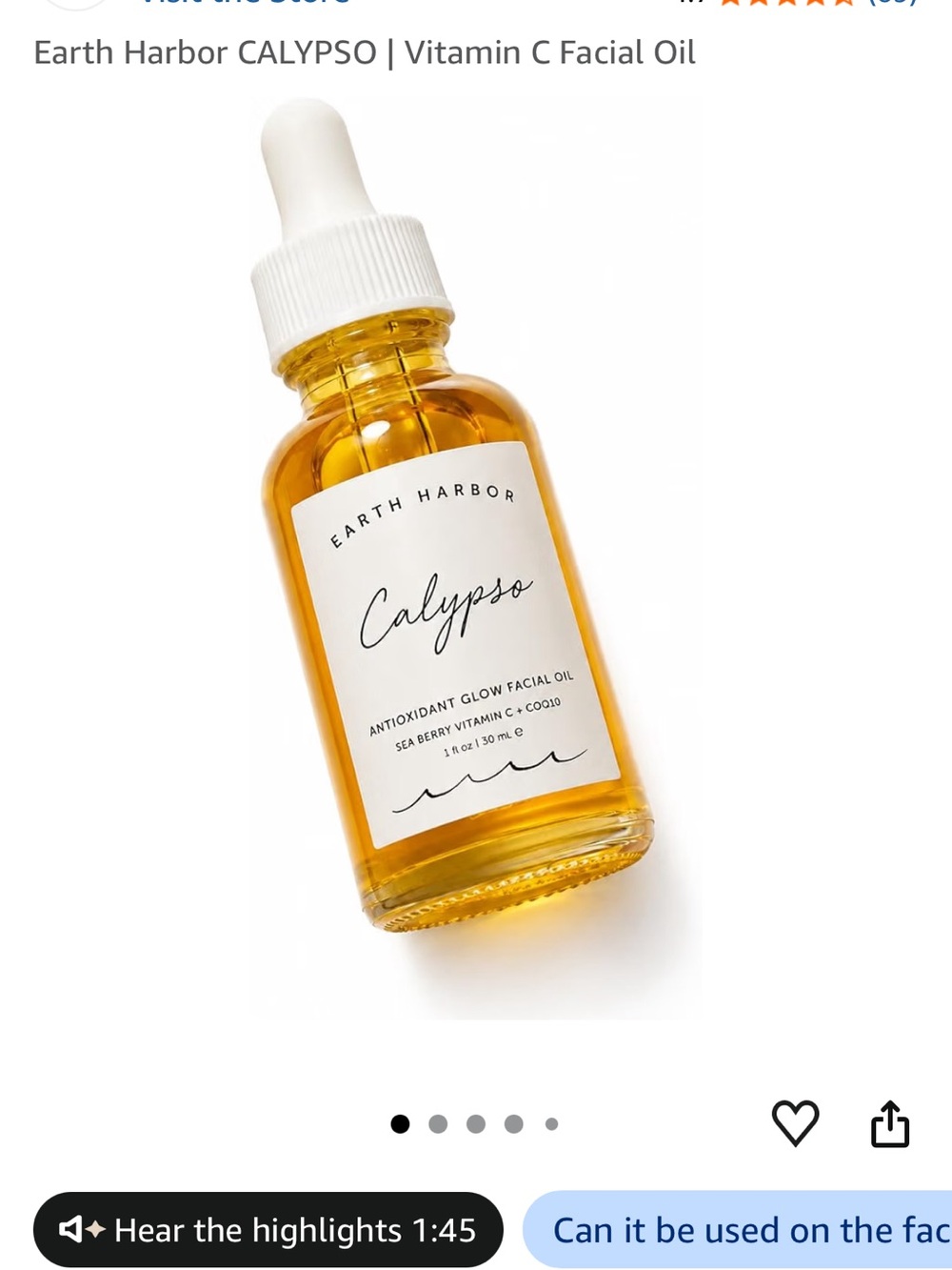 Earth Harbor Calypso Antioxidant Glow Facial Oil - Orange